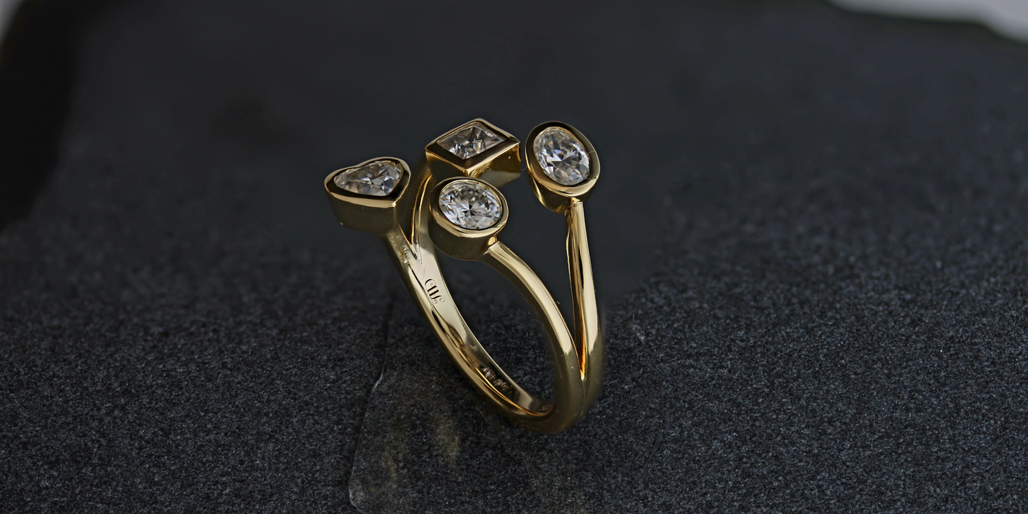 4 Stone Bezel Ring